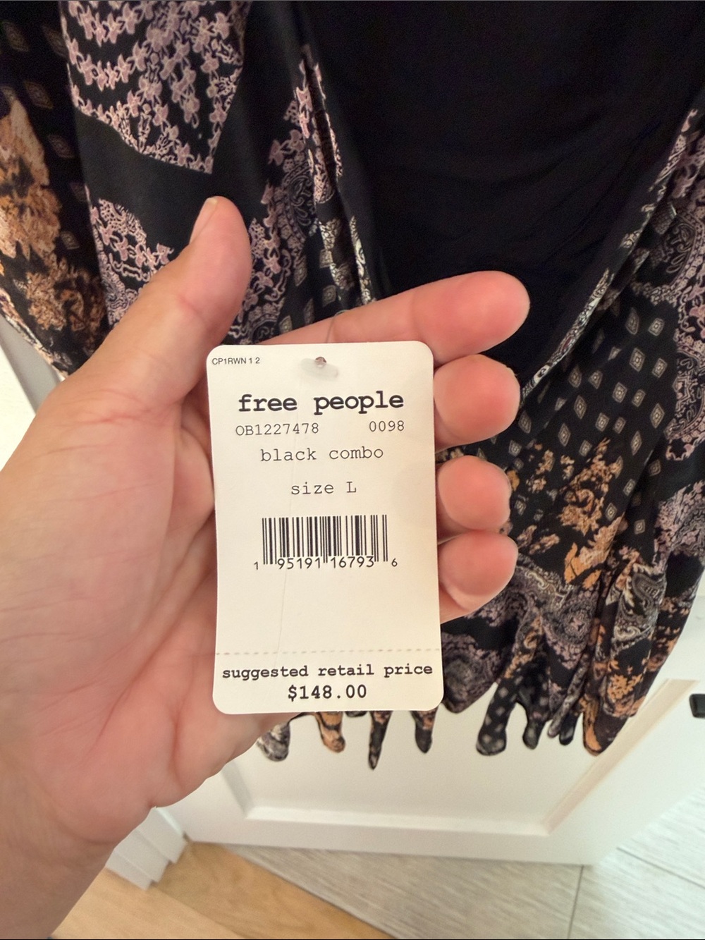 Free People Black Floral Print Long-Sleeve Boho Dress - Picture 8 of 8
